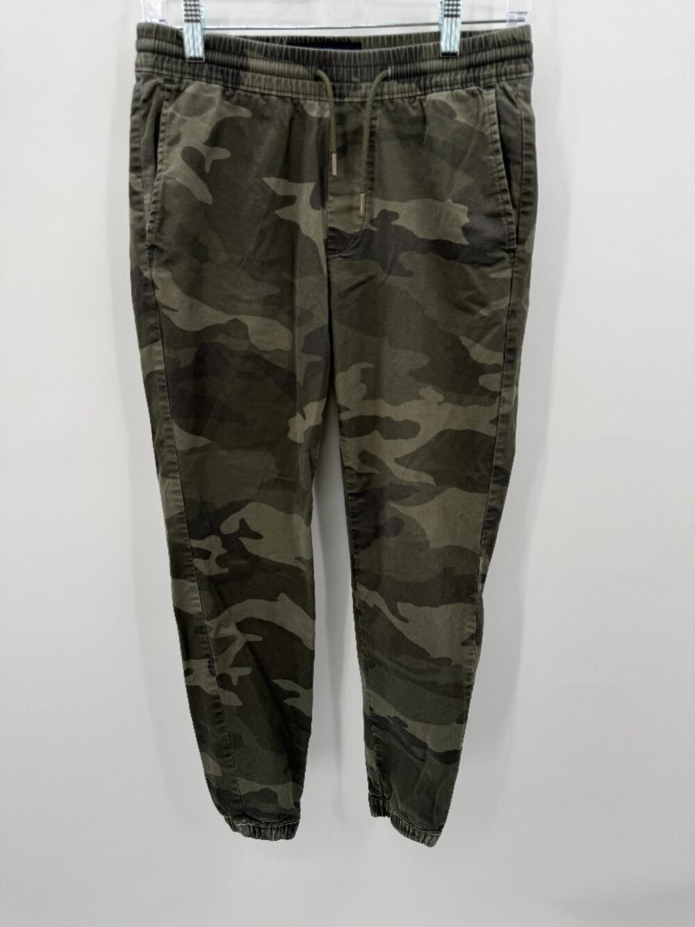 Abercrombie & Fitch Stretch Camo Jogger Pants Mens XS Olive Green Elastic Ankle